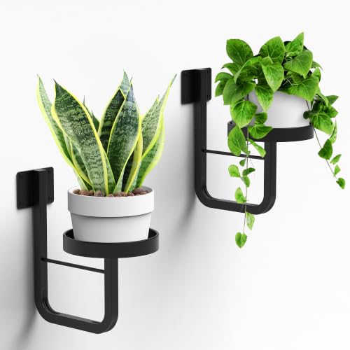 2 Pack Wall Plant Holder for Hanging Planters Indoor Outdoor Black - color: Black-2pcs15cm