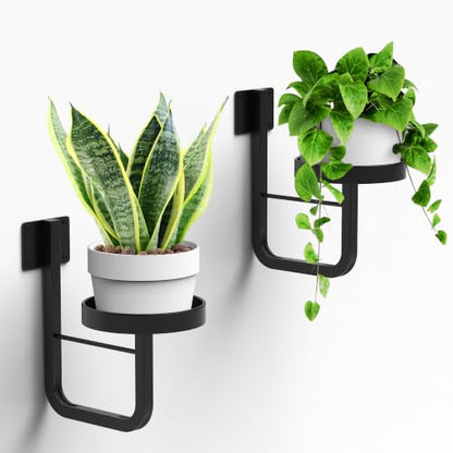 2 Pack Wall Plant Holder for Hanging Planters Indoor Outdoor Black - color: Black-2pcs15cm