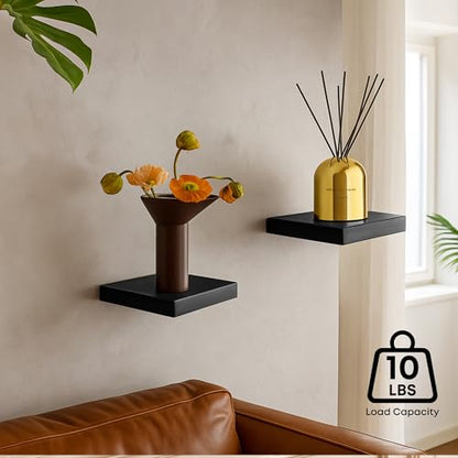 Small Floating Shelves for Wall Set of 4, 6 Inch Square Shelves,Black - color: Black, size: 6 Inch-4 Pcs