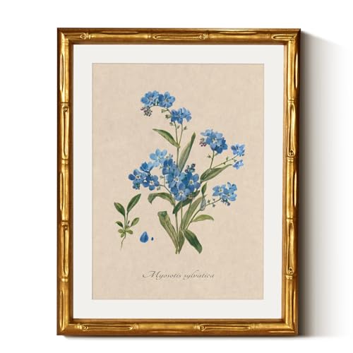 InSimSea Gold Bamboo Framed Wall Art,Blue Myosotis Botanical Prints,11x14In - color: Blue Spider Lily