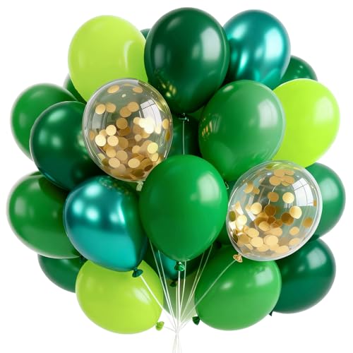 PartyWoo Green Balloons 66pcs 12 Inch Lime Emerald Hunter Forest Balloons - color: Green-3328