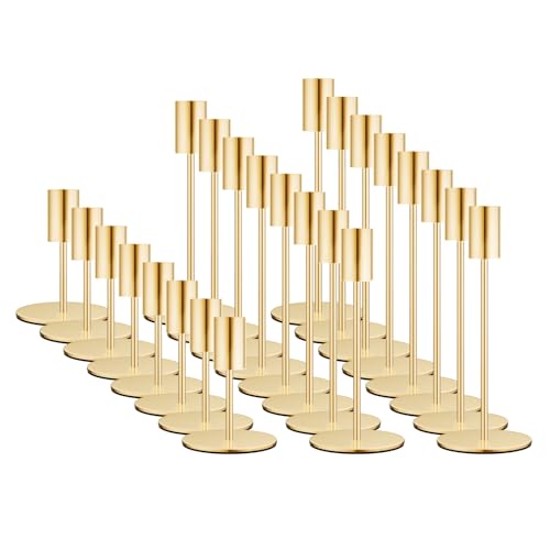zeochyni Set of 24 French Gold Taper Candle Holder Bulks for Wedding, Party - color: French Gold, size: Set of 24