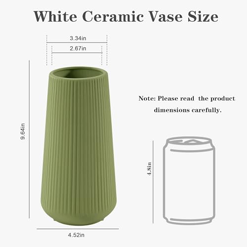XL Saga Green Ceramic Vase, GUKJOB Cute Flower Vase for Pampas Grass, Home, Living Room, Dining Table, Farmhouse, Office Decor, Bedroom, Table, and Kitchen Shelf (XL Saga Green) - color: XL Saga Green - 1pc