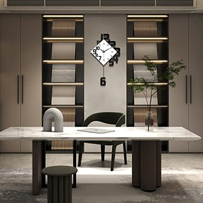 Large Wall Clock for Living Room Decor Pendulum Modern Kitchen Silent Big Wall Watch for Bedroom Black and White Decorative Office Non Ticking Battery Operated Wall Clock 25 Inch - size: 25inch