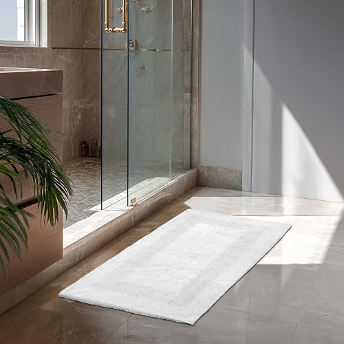 COTTON CRAFT 2 Pack Reversible Bath Mat - Soft Plush Bath Rug -20x30- White - color: White, size: 20x30 Inches