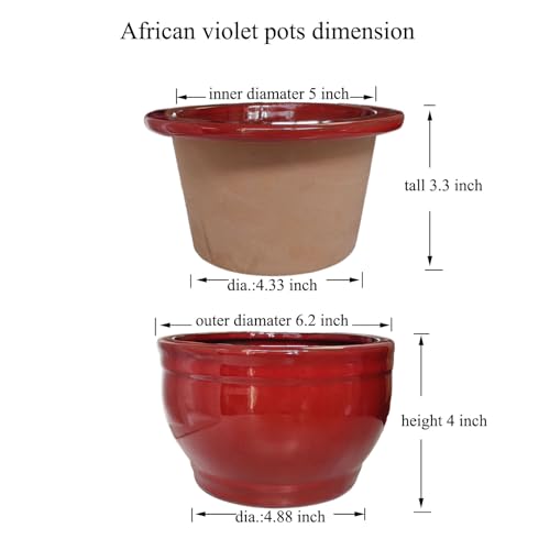 Self Watering African Violet Pots Red 6 inch - color: Red