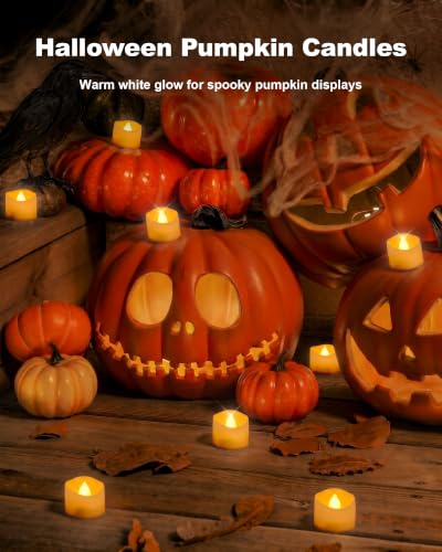 Homemory 100-Pack Flameless Tea Lights Candles Battery Operated, 200+ Hours - color: Bright Amber Glow – White Body, size: Pack of 100