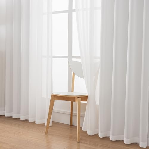 Off White Sheer Curtains 84-inch Long Pinch Pleated Curtains for Bedroom Living Room Yard 1 Panel Light Filterring Pinch Pleat Chiffon Curtain & Drapes for Sliding Glass Door, W52 x L84 - color: 2-off White, size: 52"W x 84"L (Pack of 1)