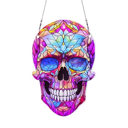 Skull Halloween Ornaments Colorful Window Hanging Decorations Home Wall Decor for Bedroom Patio Indoor Outdoor - color: Skull