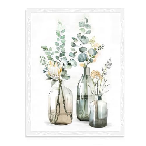Dazzlewall Botanical Plants Bathroom Canvas Wall Art 12x16 in Unframed | Bottle and Plant Picture Wall Decor for Bathroom, Bedroom & Living Room, Water-Resistant, Fade-Resistant Canvas Print - color: Bottle Plants