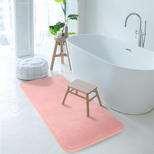 Light Pink Bathroom Runner Rugs Long Narrow Bath Mat Skinny Thin Bathmat - color: Pink, size: 16" x 47"