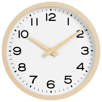 AKCISOT 12 Inch Wall Clock, Silent Battery Operated Analog Clock, Natural - color: D_natural, size: 12 Inch