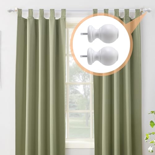 Antrader Finials for Curtain Rods and Wood Curtain Rod Brackets,White - color: White