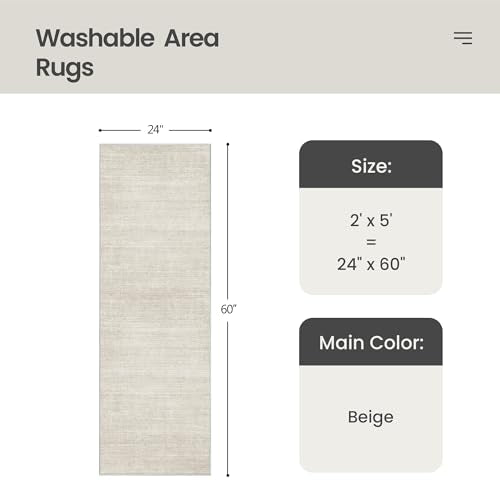 Valenrug 2x5 Rug Runners for Hallways, Washable Runner Rug Non Slip, Beige - color: 01-beige, size: 2' x 5' (Runner)