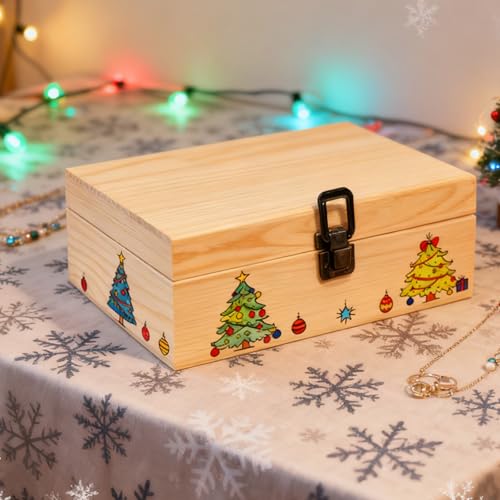 Wooden Box 8.26x6x3 Small Natural Craft Storage Jewelry Keepsake Gift Box