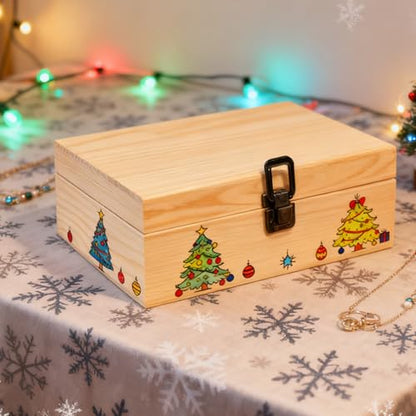 Wooden Box 8.26x6x3 Small Natural Craft Storage Jewelry Keepsake Gift Box