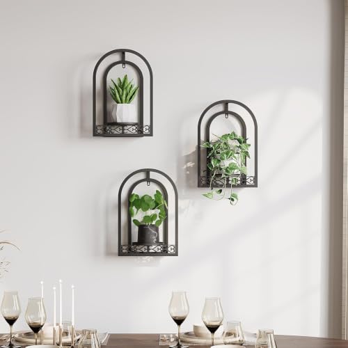 3 Pack Wall Plant Stands Indoor, wall Mounted Plant Holders, Black - color: 3 Pack Black