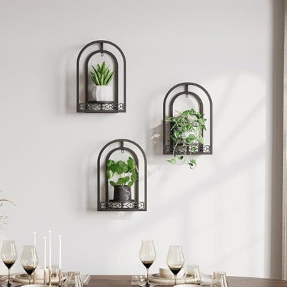 3 Pack Wall Plant Stands Indoor, wall Mounted Plant Holders, Black - color: 3 Pack Black
