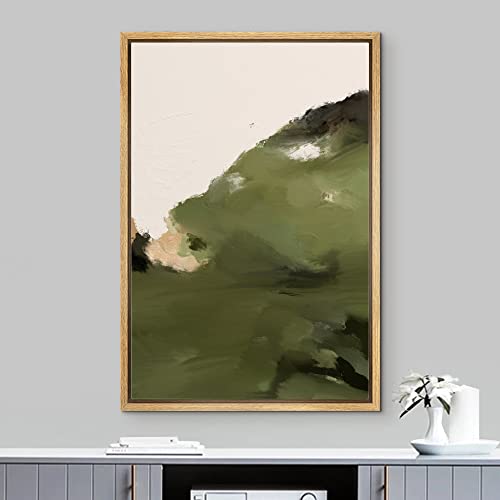 IDEA4WALL Framed Canvas Print Wall Art Pastel Watercolor Green Mountain Range Abstract Nature Illustrations Modern Art Bohemian Decorative Colorful for Living Room, Bedroom, Office - 16"x24" Natural - color: A01-04-m38, size: 24"L x 16"W