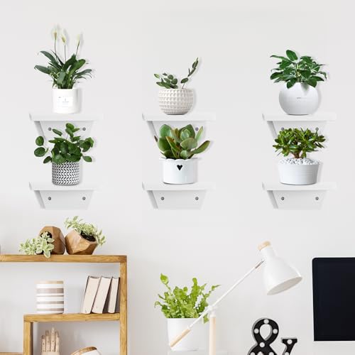 Small Wall Shelves,Speaker Shelf,Floating Shelf Trapezoid for Wifi Router - color: White, size: Set of 2