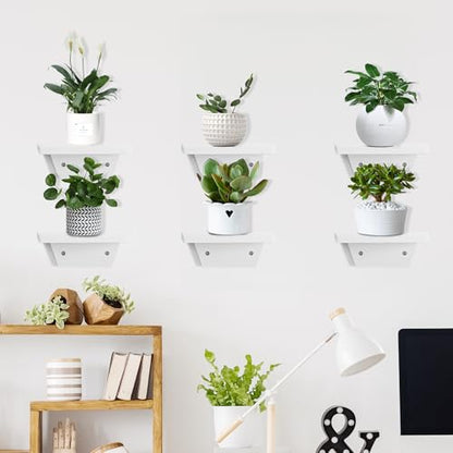 Small Wall Shelves,Speaker Shelf,Floating Shelf Trapezoid for Wifi Router - color: White, size: Set of 2