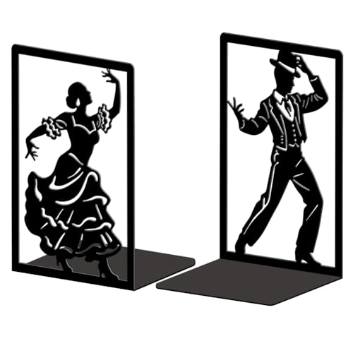 Peacoblue 5.3"x4.3"x7.9" Metal Bookends, Heavy Duty Book Ends for Shelves - style: Spain Flamenco Dance