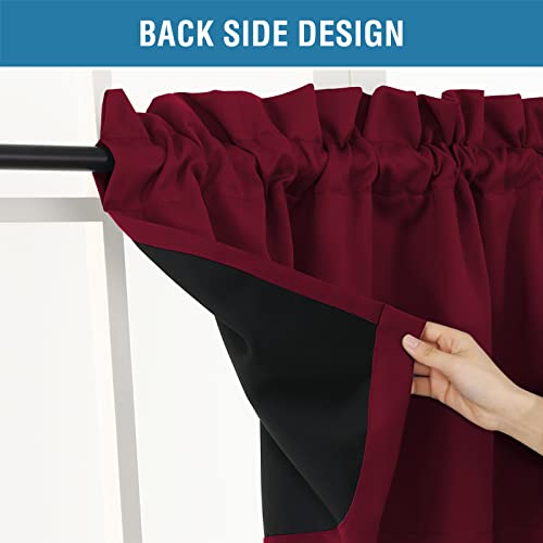 H.VERSAILTEX 2 Panels 100% Blackout Valances for Windows,Red Christmas Valance Curtains for Kitchen/Bathroom/Living Room/Bedroom Thermal Insulated Rod Pocket, 2 Pack, 52" x 18", Burgundy - color: Burgundy