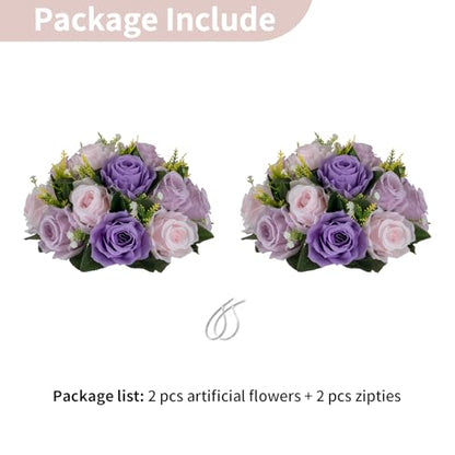 NUPTIO Artificial Flower Ball Centerpieces: Lilac & Purple & Pink Rose - color: Deep Purple & Light Purple & Light Pink, size: 2 Pcs