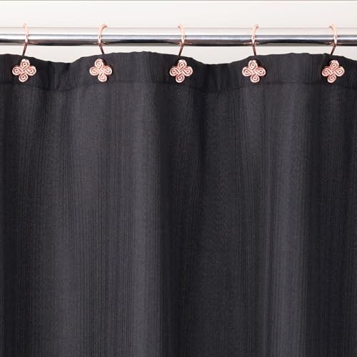 Rose Gold Shower Curtain Hooks: Rust Proof Metal Curtain Rings, 12Pcs - color: Rose Gold