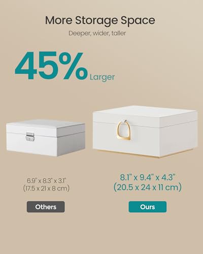 SONGMICS 2-Layer Jewelry Box with Handle, Removable Tray, Floating Effect - color: White