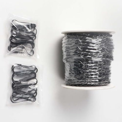 Bieye Chain006 32.8ft Black Metal Chain Roll with 20 Safety Hooks - size: Black 32.8ft Long