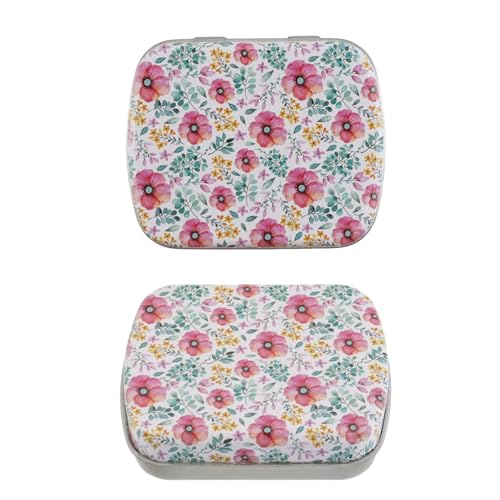 4pcs Rose Red Flower Pattern Empty Hinged Tin Box Metal Storage Box - color: Rose Red Flower