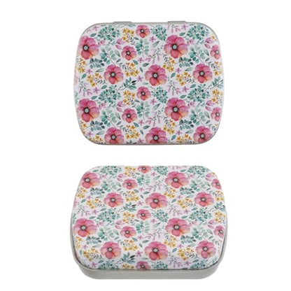 4pcs Rose Red Flower Pattern Empty Hinged Tin Box Metal Storage Box - color: Rose Red Flower