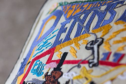 Catstudio Pennsylvania Hand Embroidered Pillow, Decorative Throw Pillow - color: Pennsylvania