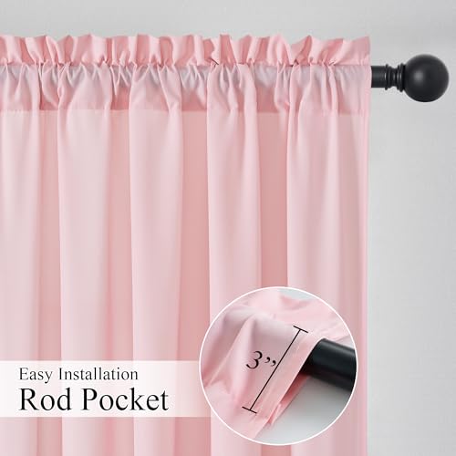 NICETOWN Pink Privacy Sheer Curtains 63 Inches Long That Let Light in, Non-See-Through Semi Sheer Curtains Light Filtering Window Drapes for Nursery, Girls' Room, Rod Pocket Top 2 Panels, W42 x L63 in - color: Pink, size: 42"W x 63"L (Pack of 2)