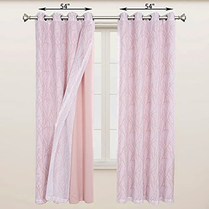 BONZER 침실 거실용 패널 4개 세트 믹스 앤 매치 커튼 - color: 블러쉬, size: 54"W x 63"L (Pack of 4)