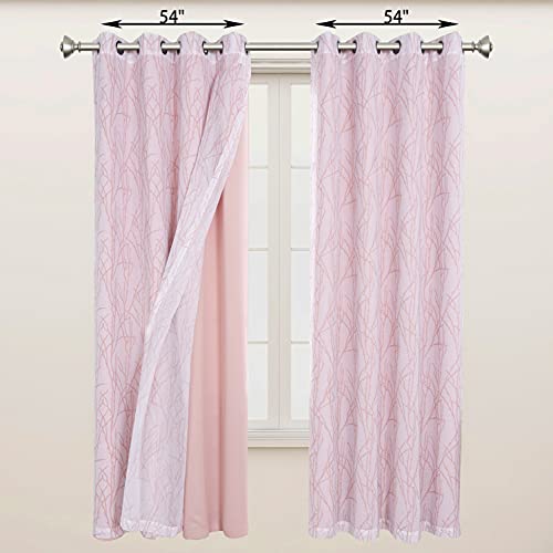 BONZER 4 패널 세트 믹스 앤 매치 커튼 거실용 그레이 다크 - color: 블러쉬, size: 54"W x 108"L (Pack of 4)