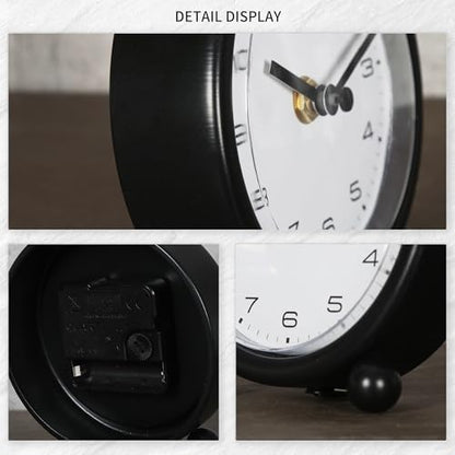 5.1" Retro Desk Clock, Black