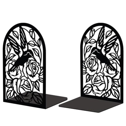 Peacoblue 5.3"x4.3"x7.9" Metal Bookends, Heavy Duty Book Ends for Shelves - color: Hummingbird