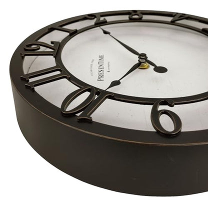 Presentime 10" Farmhouse Series Wall Clock - color: Oil Rubbed Bronze / Antique White, size: 10 inch