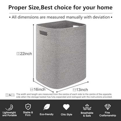 OIAHOMY Laundry Hamper Laundry Basket Rectangle Cotton Storage Basket Grey - color: Grey variegated