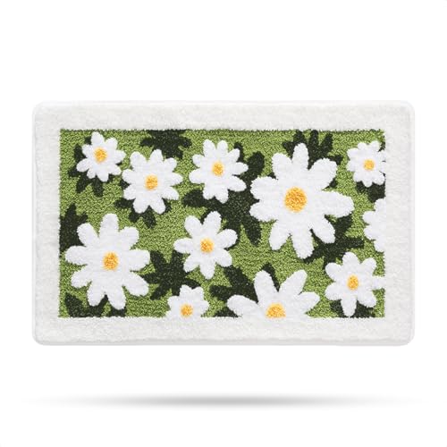 Molesun Floral Bath Mat 16x24, Soft Absorbent Microfiber Bath Rugs - color: Daisy, size: 16" x 24"