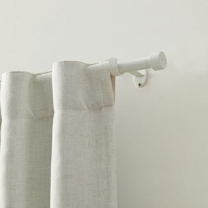 Serena Single Curtain Rod with Contemporary Cap Finial, White - 32"W x 142"L - color: White, size: 32"W x 142"L