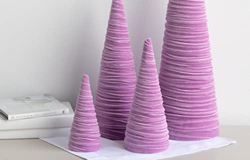 Your Heart's Content Set of 4 Velvet Trees, Lavender Mantel Accent, Valentine's, Holiday Tree Tabletop, Coquette Home Decor, Teen Girls Room, Wedding Centerpiece (Lavender) - color: Lavender