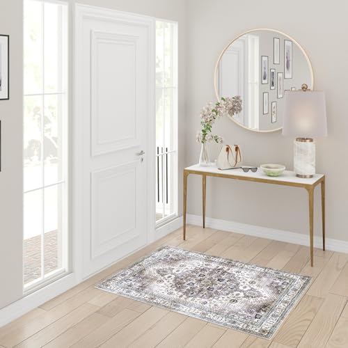 Gertmenian Indoor Easy-Care & Washable Area Rug – 3x5 Small, Ideal for High Traffic Areas in Living Room, Bedroom, Entryway – Erin Gray, 23265 - color: Erin, Gray, size: 3'4" x 4'7" (Small)