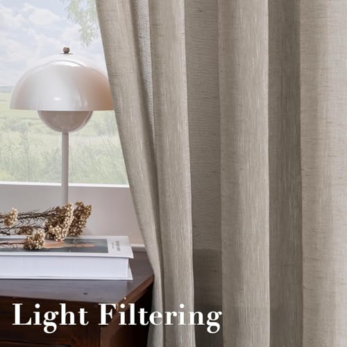 H.VERSAILTEX Taupe Linen Sheer Curtains 84" 2 Panels Grommet - color: Taupe, size: 52"W x 84"L (Pack of 2)
