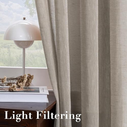 H.VERSAILTEX Taupe Linen Sheer Curtains 63" 2 Panels Grommet - color: Taupe, size: 52"W x 63"L (Pack of 2)