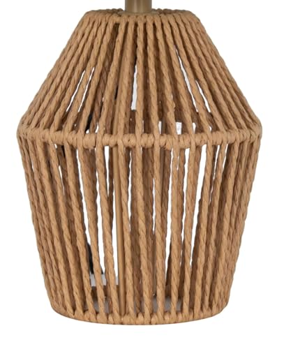 12.75" Rope Mini Lamp – Brown, 5.75x6.5x6.5 White Shade, Farmhouse Aesthetic