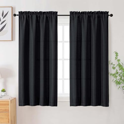Black Window Curtains for Bedroom 54 Inch Length 2 Panels Set - color: Black, size: 40"W x 54"L (Pack of 2)
