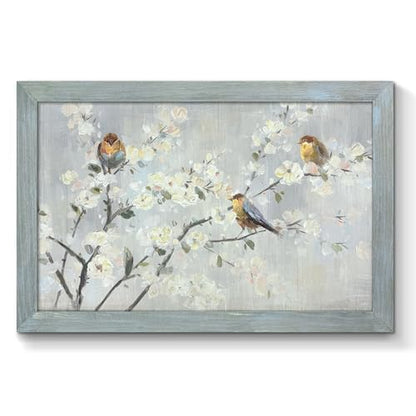 Soft Pastel Birds on Spring Blossom Branches Wall Art 36"Lx24"W - color: Birds on Spring Blossom, size: 36"L x 24"W